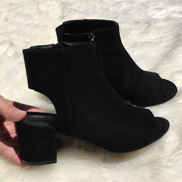 *SOLD* Black Suede Peep-Toe Booties - Picture 3 of 5